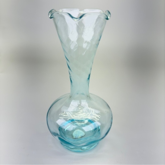Vintage Turquoise Swirl Glass Vase - Picture 2 of 10